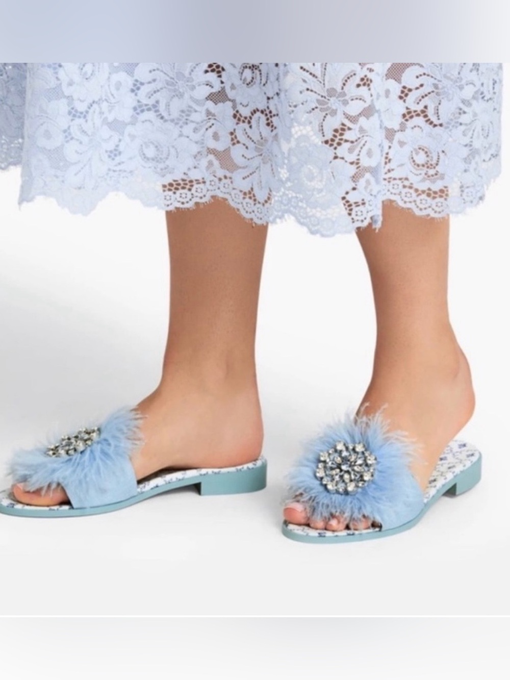 Hill House City Slides in Bejeweled Blue Feather